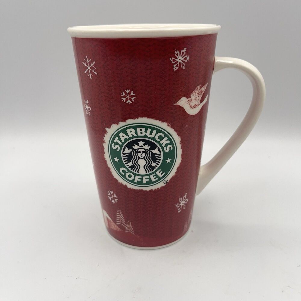 Starbucks Holiday 2008 To Go Red Christmas Ceramic Mug 16 Oz Grande